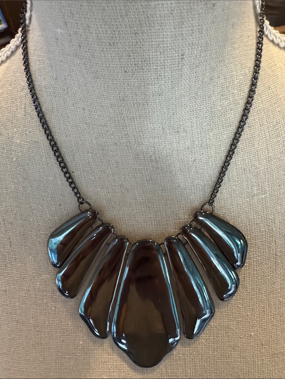 Statement Gunmetal Bib Necklace